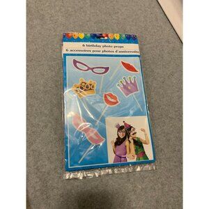 New Photo Props Glasses Lips Tiara Crown Happy BIrthday Multicolor
